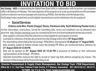 Nai Zindagi Islamabad Tender Notice